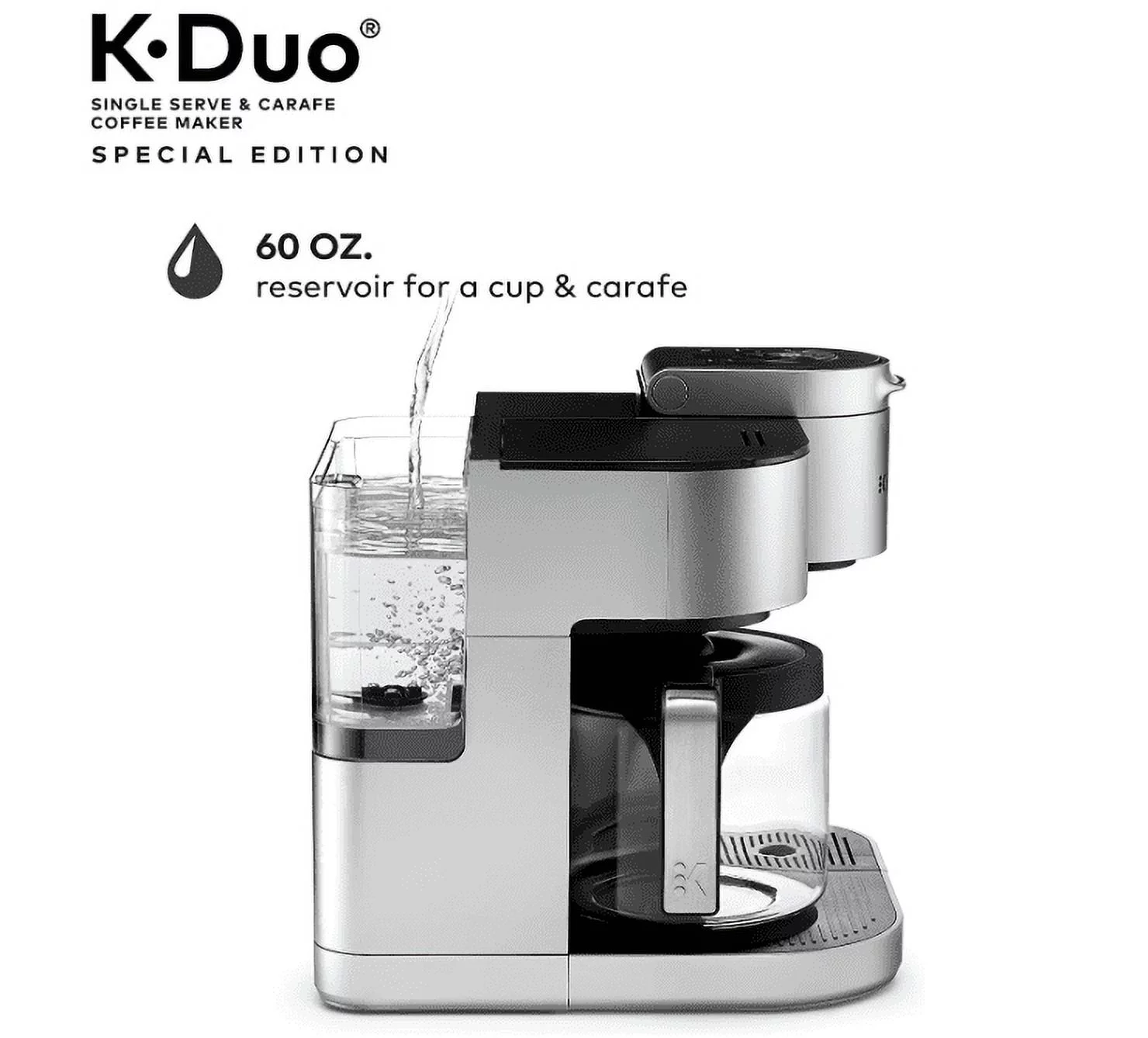 Keurig K-Duo Special Edition Coffee Maker, Single Serve and 12-Cup Drip Coffee Brewer, Compatible with K-Cup Pods and Ground Coffee, Silver