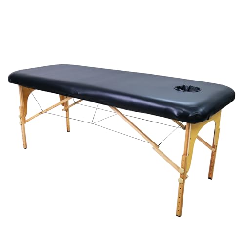28 Inches Wide Vinyl Massage Table Cover with Face Hole | 100% PU Massage Table Cover Protector | Wipeable, Reusable & Waterproof Vinyl Cover for Square Massage Tables