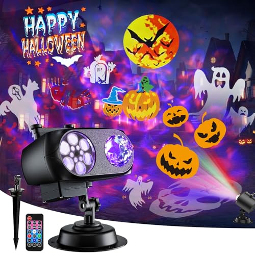 Brighter Halloween Decorations Projector Lights, 2025 Upgraded Holiday Projectors, Christmas Projector with 19 HD Replaceable Slides (Ocean Wave & Patterns), Waterproof Halloween Projector Light Show