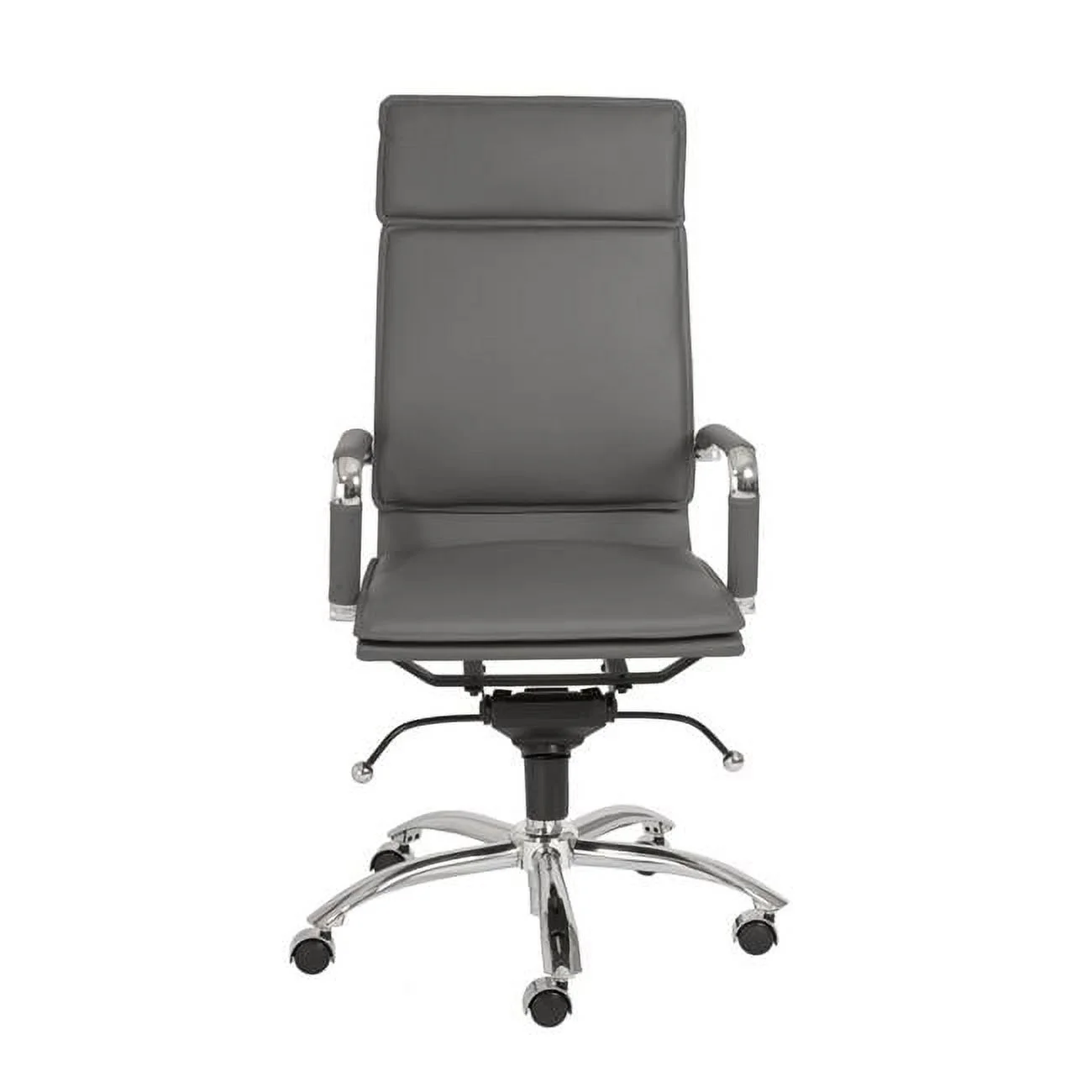Gray High Back Office Chair with Chromed Steel Base, 26.38 x 27.56 x 45.87 in.
