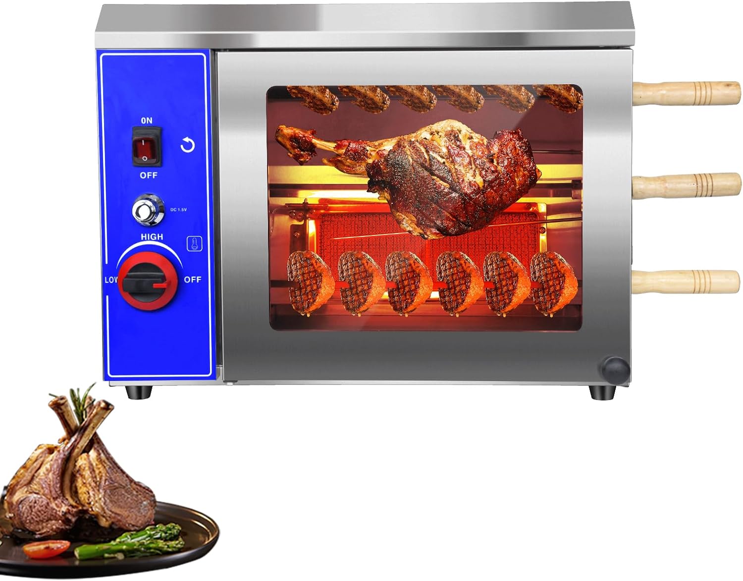 Li Zhen Gas Rotisserie Oven Shawarma Grill Machine Doner Kebab Machine Chicken Rotisserie Grill Propane Grill with Rotisserie Electric Rotisserie with 3 Auto Rotating