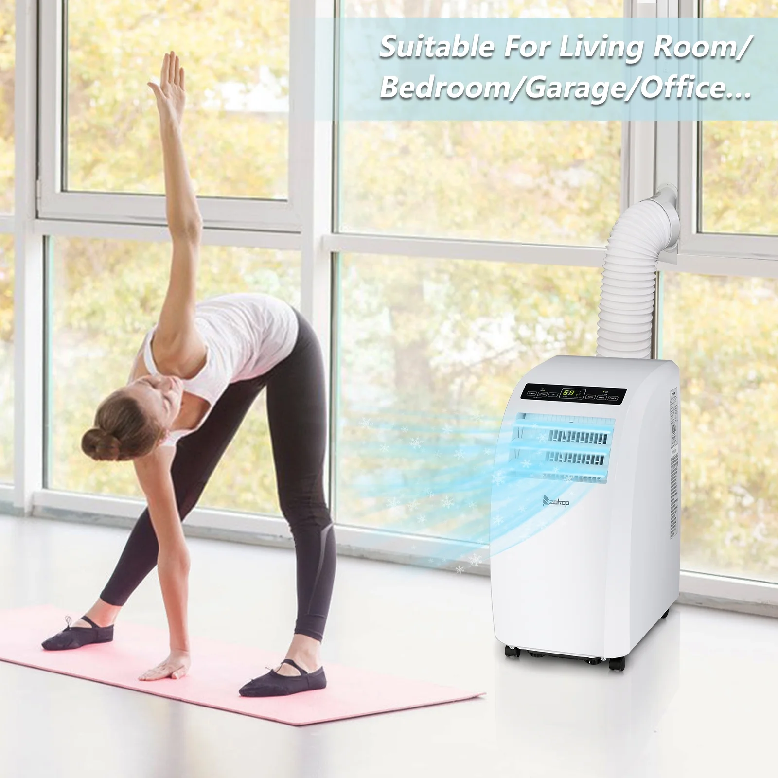 Ubesgoo Smart WiFi Enabled 7760BTU (12000 BTU ASHRAE) Portable Air Conditioner ABS Side Outlet Portable Refrigeration Dehumidification, Fans White