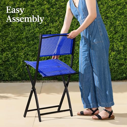 Best Choice Products 3-Piece Patio Bistro Dining Furniture Set w/Glass Tabletop, 2 Folding Chairs, Steel Frame, Polyester Fabric - Gray