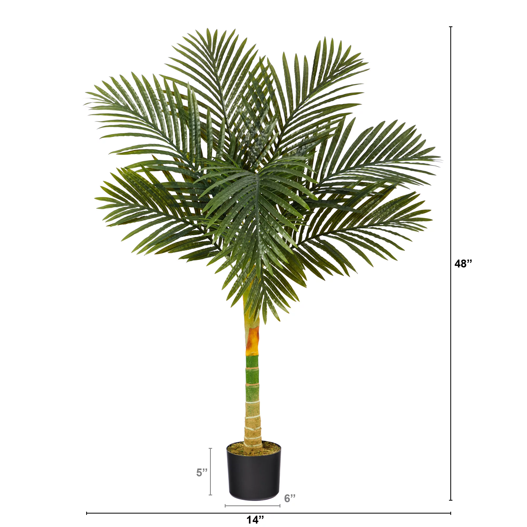 Nearly Natural 4ft. Single Stalk Golden Cane Artificial Palm Tree