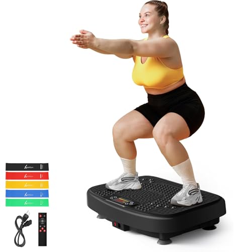Vibration Plate Exercise Machine for Lymphatic Drainage,Softgym Power Vibrate Stand Shake Board 450 Lbs Capacity Whole Body Workout Waver with Fitness Resistance Bands Weight Loss Gifts for Women Men