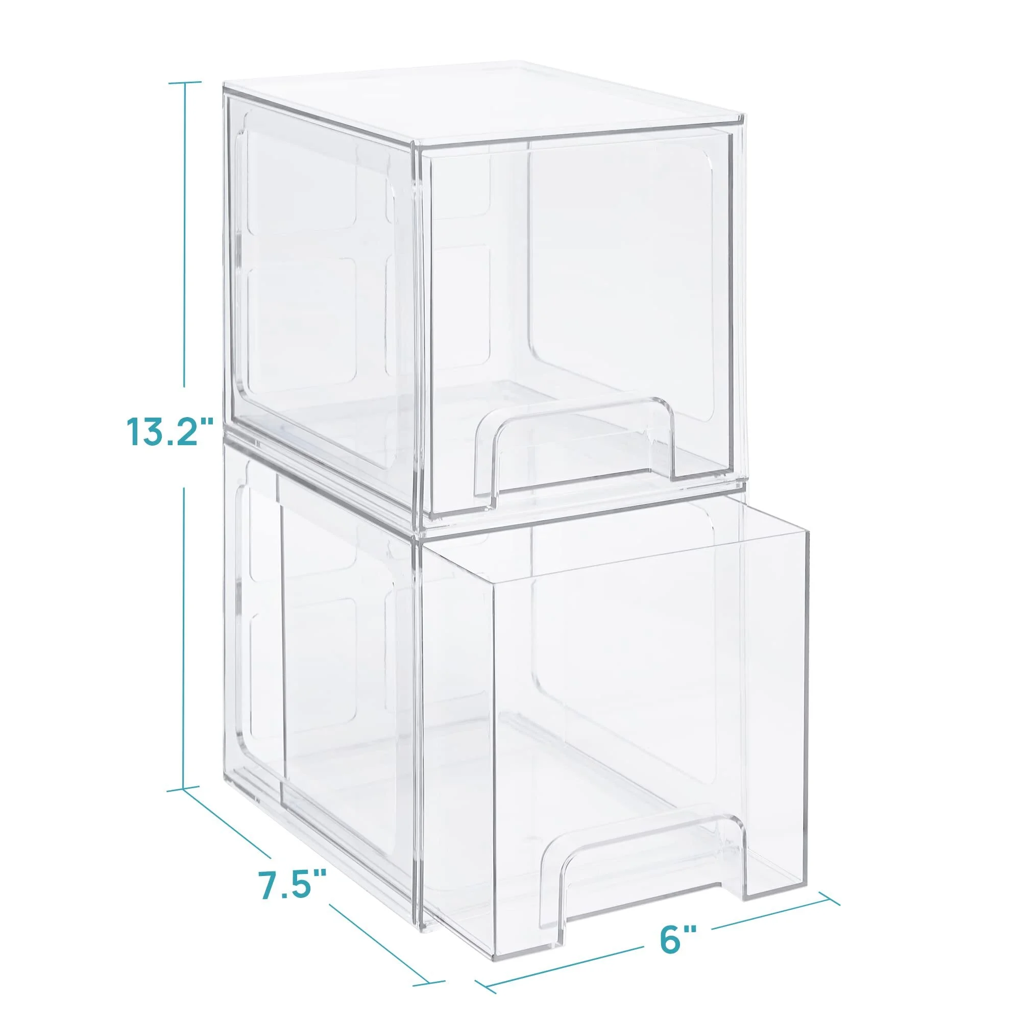 TALL Stackable Makeup Storage Drawers, Vtopmart 4 Pack Acrylic Bathroom Organizers, Clear Plastic Storage Bins, 6.6