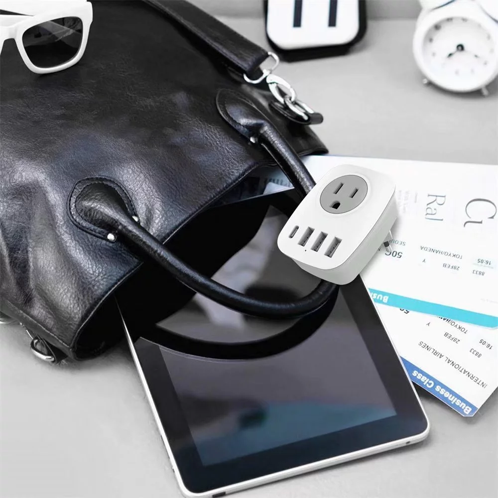 VINTAR European Travel Plug Adapter,International Power Adaptor with 1 USB C, 2 American Outlets and 3 USB Ports, 6 in 1 Travel Essentials to Most of Europe Greece, Italy(2Pack，Type C)