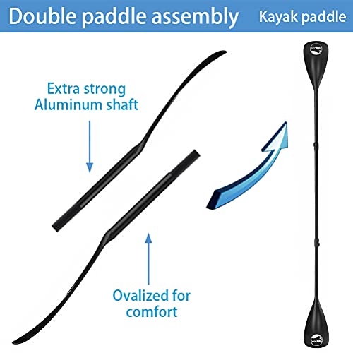 YVLEEN SUP Paddle Board Paddle，Stand up Paddleboard Paddles Adjustable Aluminum 4-Piece Floating Kayak Paddle，Convertible Paddle