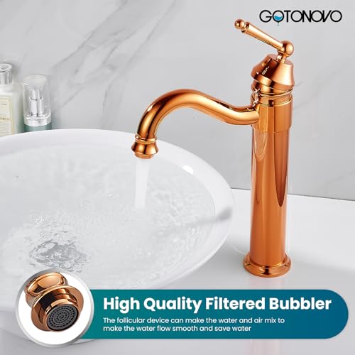 gotonovo Bathroom Vessel Sink Faucet Single Handle Brass Long Reach Bathroom Faucet 1 Hole Deck Mounted Mixer Tap with Pop Up Drain Brushed Nickel