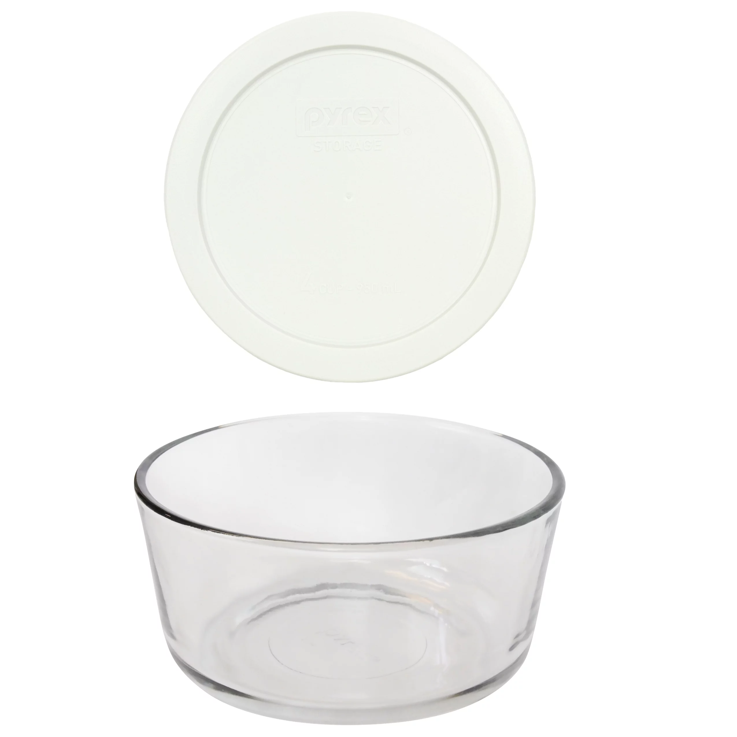 Pyrex (1) 7201 4-Cup Glass Food Storage Bowl Bowl with (1) 7201-PC White Plastic Lid