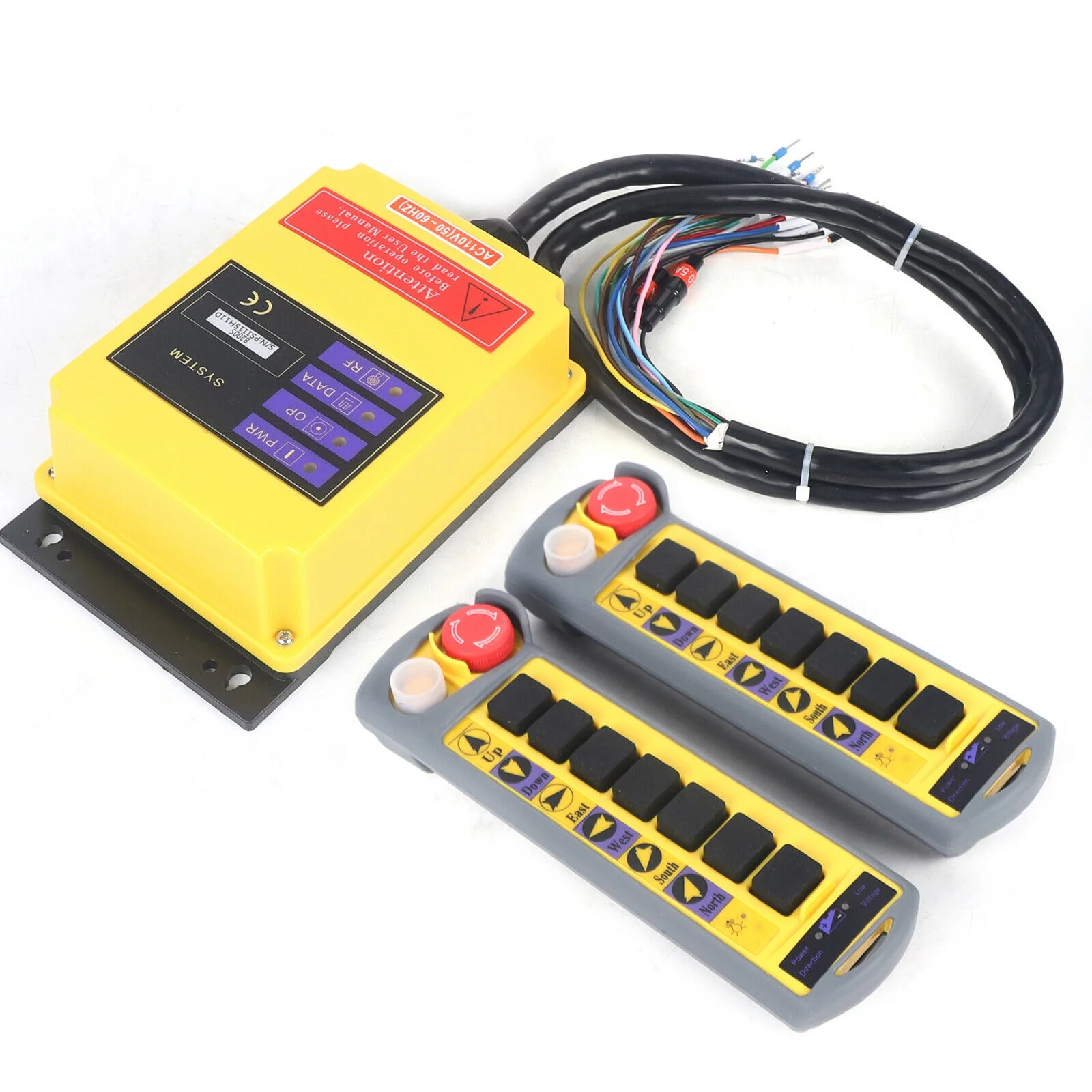 Fichiouy Industrial Wireless Lifting Machine 6 Channel 2 Speed Control Hoist Crane Radio Remote Control System 2 Transmitter CD, MD