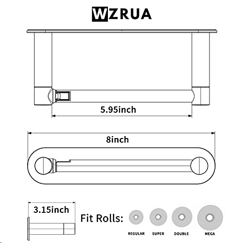 Adhesive Toilet Paper Holder Brushed Nickel Bathroom Double Post Pivoting Toilet Tissue Holder Roll Holder Stick On No Drilling Stainless Steel and Zinc Alloy