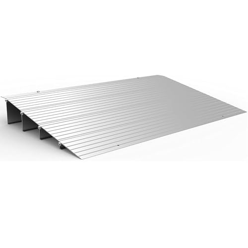 EZ-ACCESS Transitions Portable Self Supporting Aluminum Modular Entry Threshold Ramp Ideal for Doorways and Raised Landings, 6 Inch