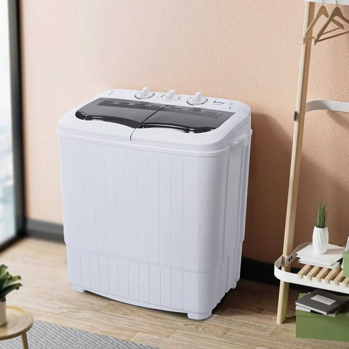 Compact Twin Tub with Built-in Drain Pump XPB35-ZK35 14.3(7.7 6.6)lbs Semi-automatic Gray Cover Washing Machine