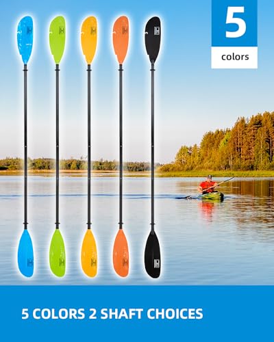 OCEANBROAD Adjustable Fishing Kayak Paddle - 94in/240cm-98in/250cm-102in/260cm Aluminum Alloy Shaft with Paddle Leash