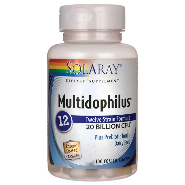 Solaray Multidophilus 12 Strain Probiotic | 20 Billion CFU | Healthy Gut Support | 50 Servings | 100 Enteric VegCaps