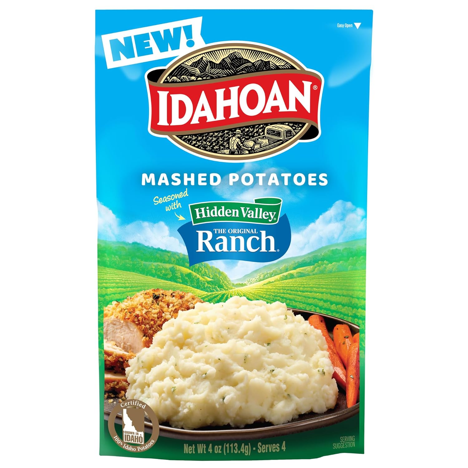 Idahoan® Mashed Potatoes seasoned with Hidden Valley® Original Ranch®, 4 oz (Pack of 12)