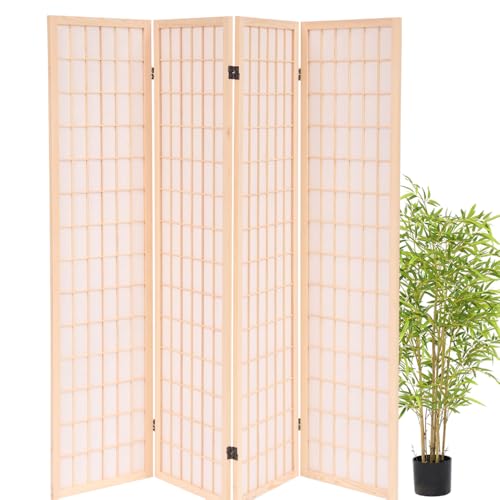 Freestanding Japanese Shoji Screen Room Divider 6 Panels – 5.6FT Tall Foldable Wooden Privacy Partition for Home, Office, Garden & Meditation Space (67