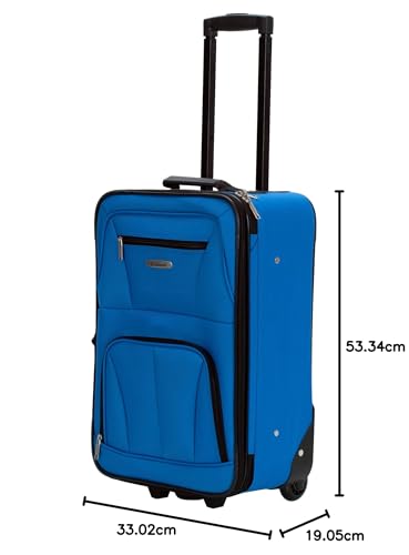 Rockland Fashion Softside Upright Luggage Set, Expandable, Kensington, Black and White, 2-Piece(14/19)