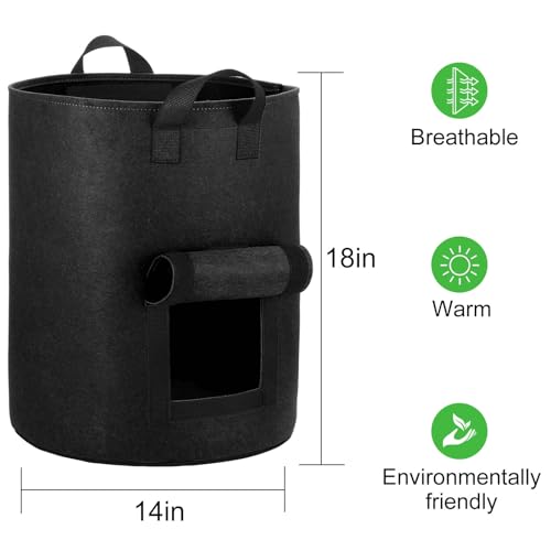 6-Pack 10 Gallon Potato Grow Bags with Flap Window, Heavy Duty Aeration Fabric Pots with Handles for Garden and Planting(Black)