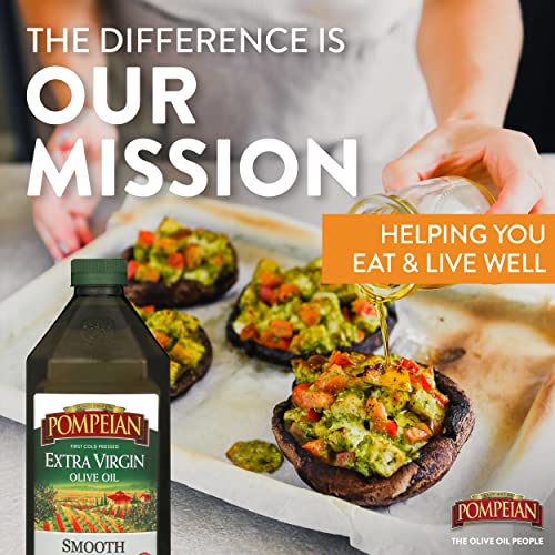Pompeian Smooth Extra Virgin Olive Oil, Contains Polyphenols, First Cold Pressed, 101 Fl Oz