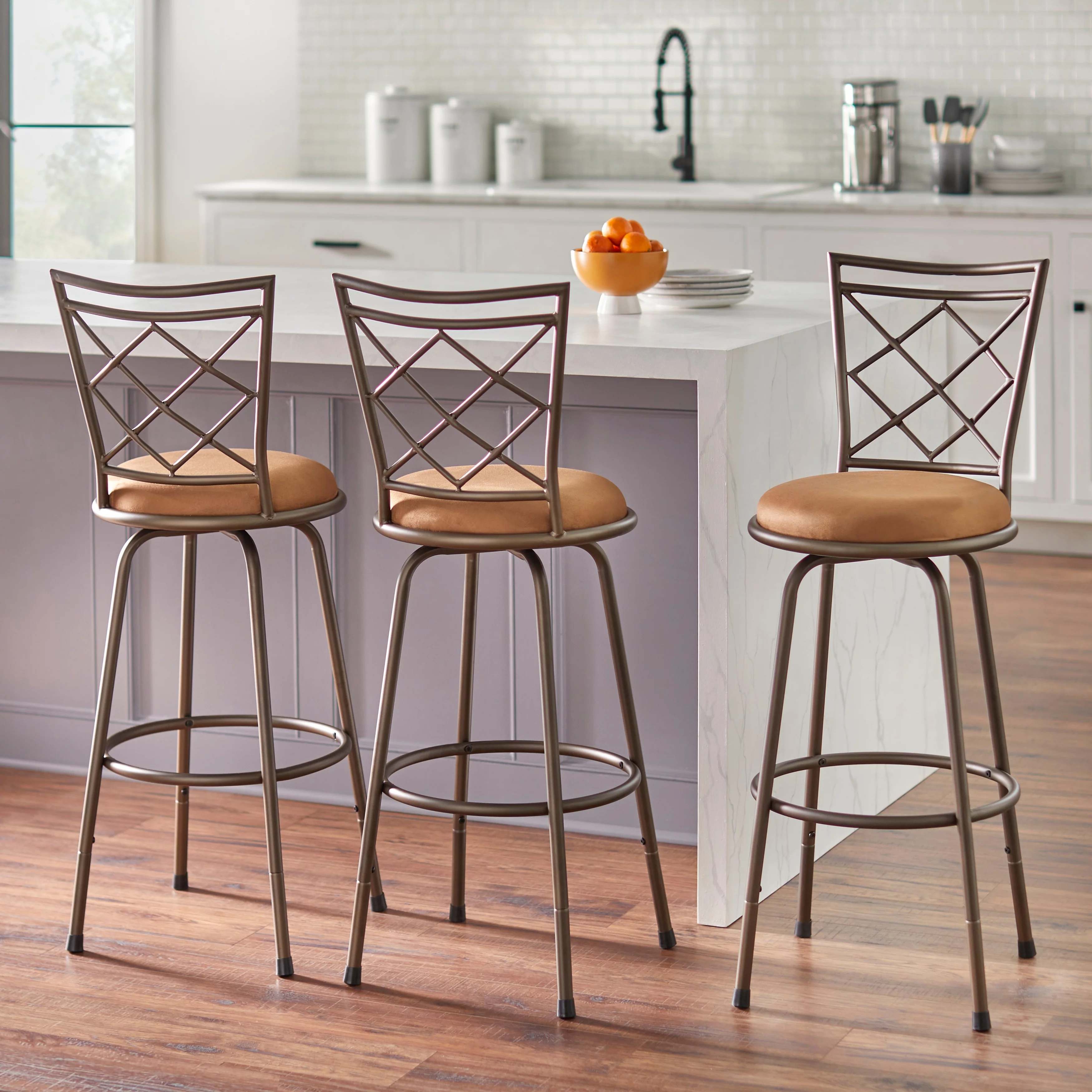 Simple Living  Alyssa Adjustable Height Swivel Stools (Set of 3) Brown N/A Microfiber