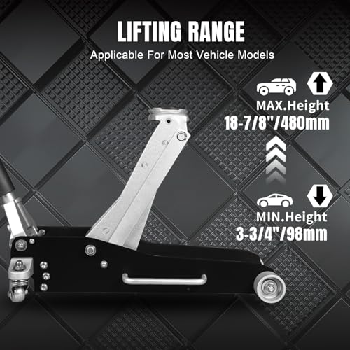 BIG RED T815016L Torin Hydraulic Low Profile Aluminum and Steel Racing Floor Jack with Dual Piston Quick Lift Pump, 1.5 Ton (3,000 lb) Capacity, Blue, T815016L