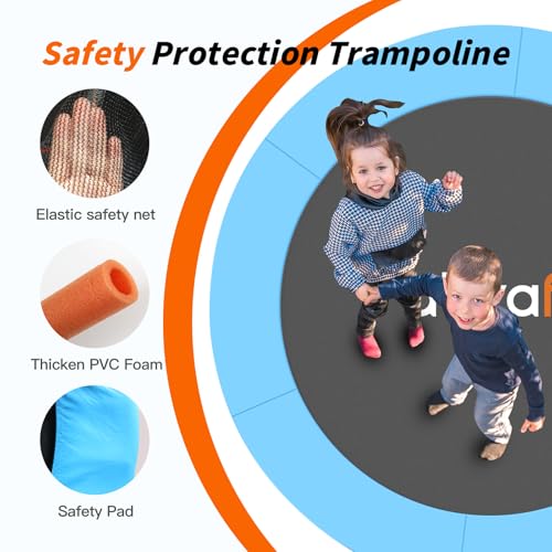 Ativafit 60'' Rebounder Trampoline Indoor Outdoor for Kids Ages 1-8, 5 FT Recreational Toddler Trampoline with Safety Enclosure Net Gifts with Basketball Hoop Dartboard Ocean Bal
