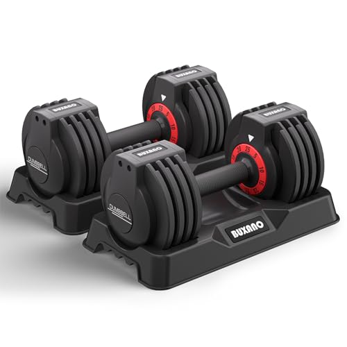 BUXANO Adjustable Dumbbell 25LB Single Dumbbell Weight, 5 in 1 Free Weight Dumbbell with Non-Slip Handle,Ideal for Home Gym Workouts