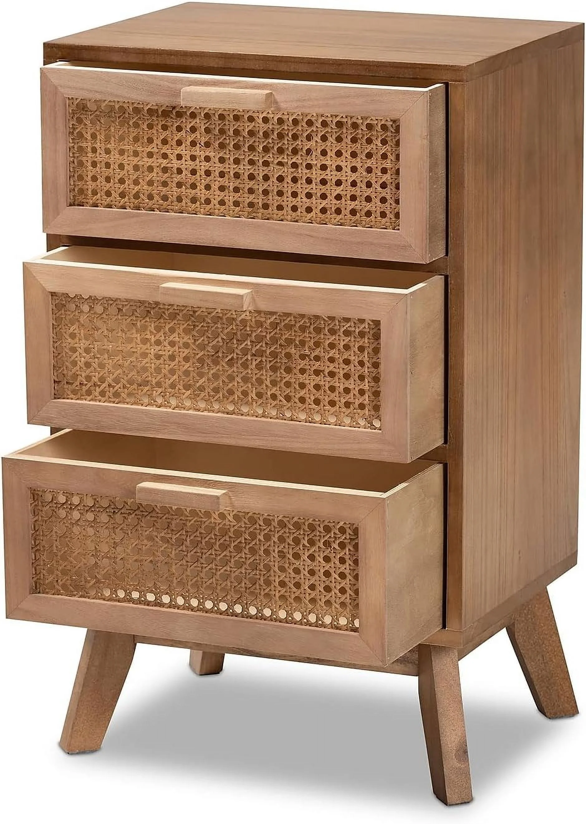 Baden 26-Inch High 3-Drawer Nightstand, Natural Brown And Walnut Brown (201-12259-Hit)