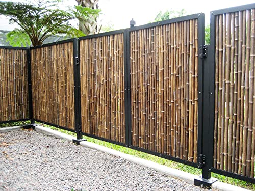 Backyard X-Scapes Natural Bamboo Fencing Garden Screen Rolled Fence Panel 6 ft H x 8 ft L Natural Black