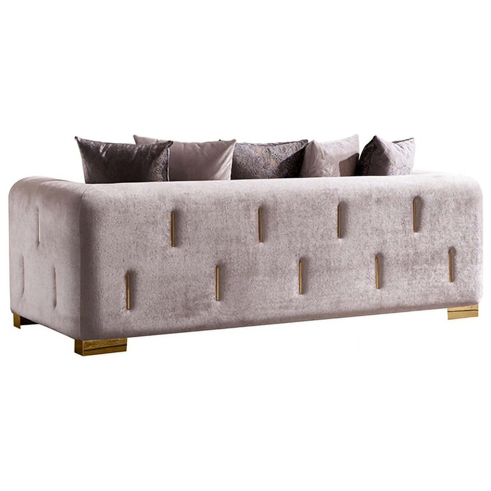 Pemberly Row Thick Velvet Fabric 2Pc Living Room Set Made With Wood in Beige