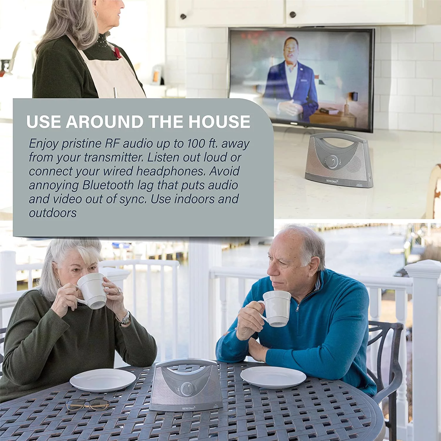 Serene Innovations  Wireless TV Speaker - Light Grey