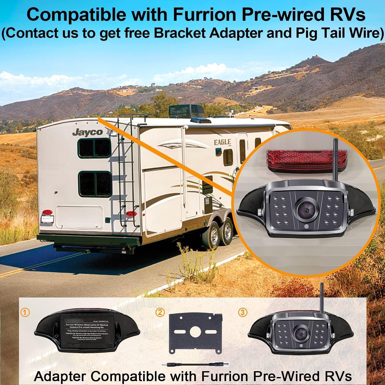 Wireless Backup Camera for RV HD 1080P 2 Rear View Camera 7���� DVR Touch Key Monitor Stable Digital Signals,Support 4 Cameras with Adapter for Furrion Pre-Wired RV,Trailer,Truck,5th Wheel DoHonest- V23