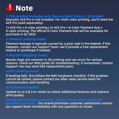 Anycubic Kobra 3 3D Printer Only, Max 600mm/s High Speed, Multicolor Printing Requires Additional Anycubic ACE PRO, Upgraded Details Easy and Smooth, 4.3
