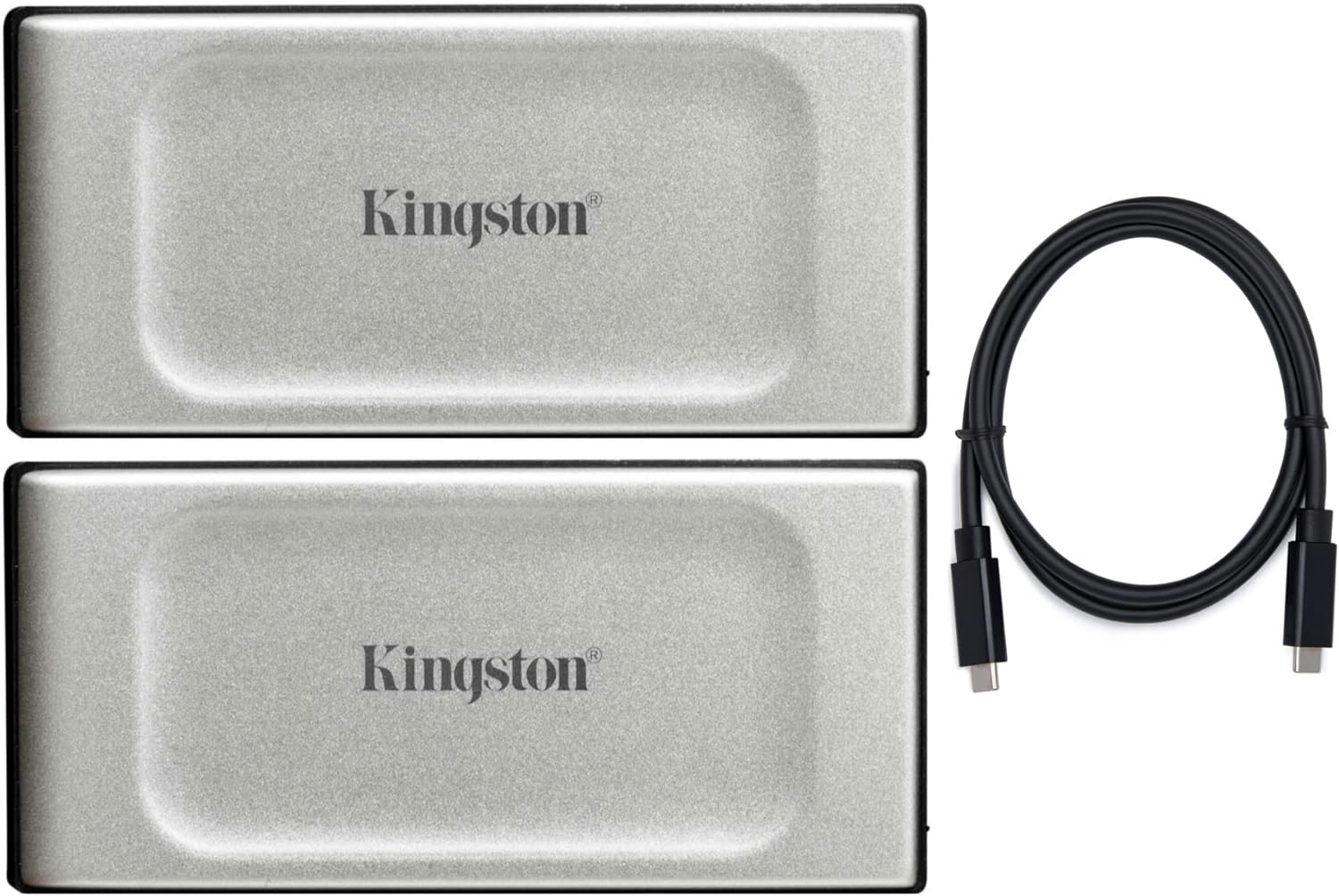 Kingston XS2000 1TB High Performance Portable External SSD (2-Pack) with Koah PRO Thunderbolt USB-C Cable Bundle (3 Items)