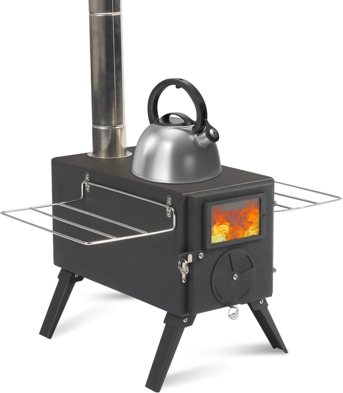 ENSTVER Camping Wood Stove for Tent, Portable Wood Burning Stove for Outdoor Cooking and Heating, Camping with 7 Pipes