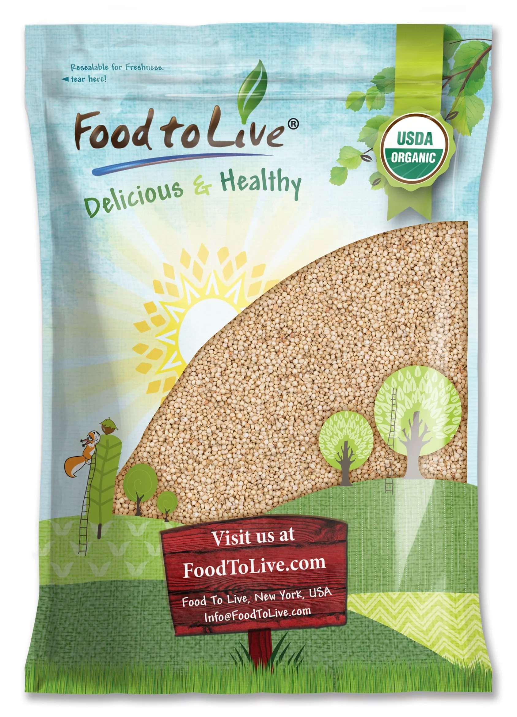 Gluten Free Organic Sorghum Grain, 10 Pounds — Non-GMO, Raw, Vegan — by Food to Live