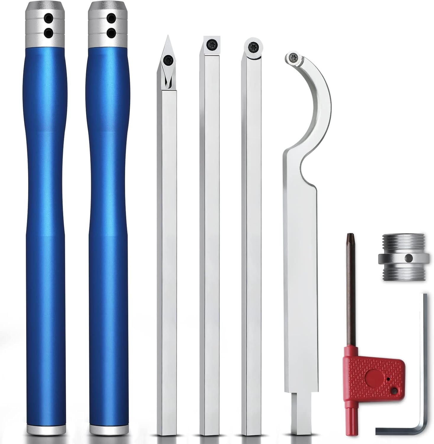 Carbide Lathe Turning, Wood Lathe Tools with Removable Handle, �� Latest Upgraded��Turning Tool with Adjustable Connector including Swan Neck Hollower, Rougher, Finisher(alloy Tool Set)