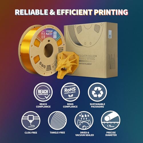 OVERTURE PLA Filament 1.75mm PLA 3D Printer Filament, 2kg Cardboard Spool (4.4lbs), Dimensional Accuracy +/- 0.02mm, Fit Most FDM Printer (Black 2-Pack)