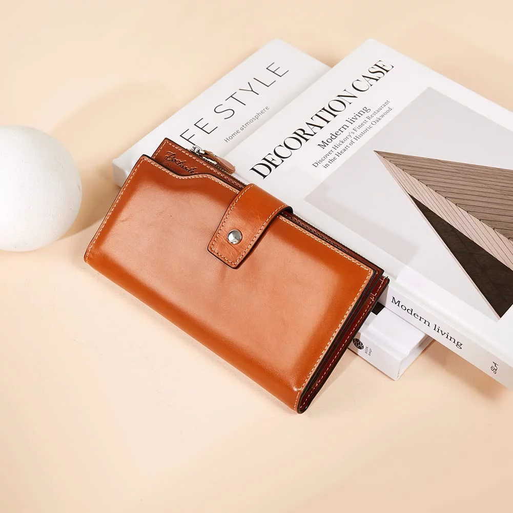 BOSTANTEN Womens Leather Wallets RFID Blocking Large Capacity Credit Cards Holder Phone Clutch