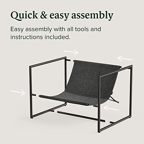 ZINUS Aidan Sling Accent Chair, Metal Framed Armchair with Shredded Foam Cushioning, Black