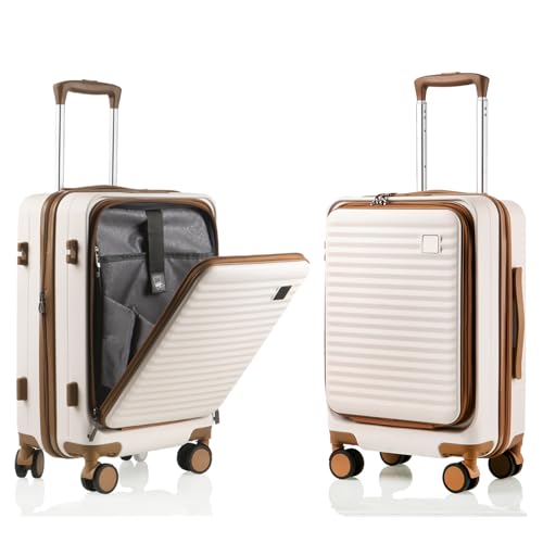 Expandable Carry On Luggage Durable Hardside Lightweight Rolling Suitcases with Spinner Wheels TSA Lock, (Black, 20-Inch)