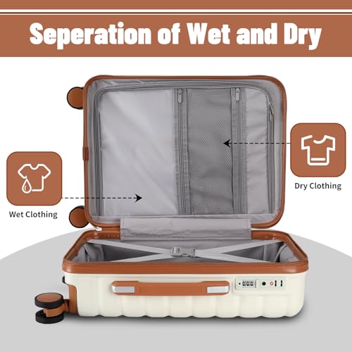 Lightweight Luggage with Spinner Wheels & YKK Zipper, 3-Piece Travel Suitcase ABS+PC Hardshell Luggage Set with TSA Lock, Light Avocado Green (20+24+28 inch)