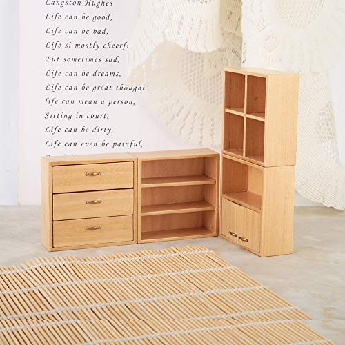Mini Furniture, Wooden Dollhouse Furniture, 1:12 Mini Wood Cabinet Furniture Miniature Dollhouse Furniture Doll House Furniture for Girl House Decor Toys(White)