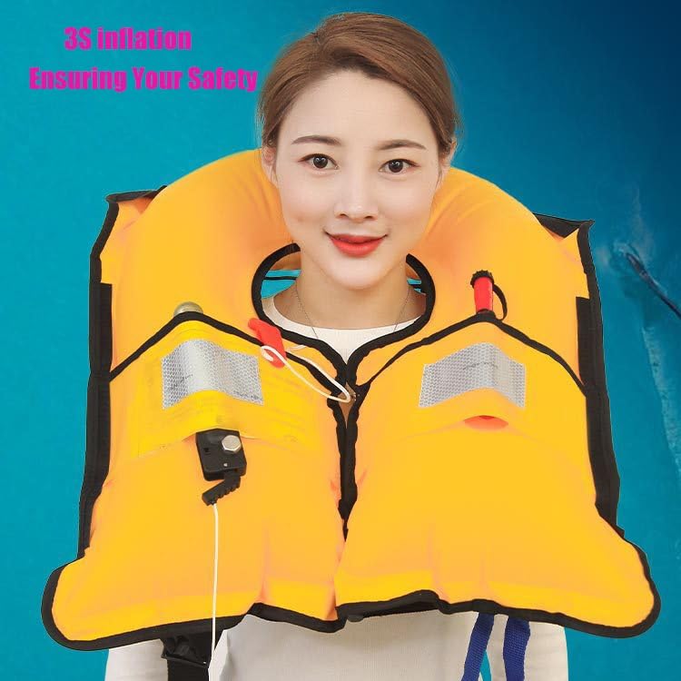 Adult Kayak Vest High Buoyancy Swim Vest Manual Inflatable Women's Men's Adjustable Safety Jacket Swimming Fishing Outdoor Water Sports