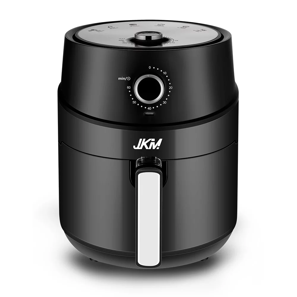 JKM Air Fryer 3.7 Quart, mechanical Air Fryer Oven, Adjustable Timer & Temp, No Oily Smoke Frying Cooking, Auto Shut Off, 1500W, Black