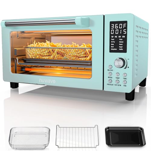 Nuwave Bravo Pro Smart 21QT Toaster Oven Air Fryer Combo, Convection Oven Countertop, 10 functions all in 1, with even & quick crisp technology, 50-450°F, 1800W, Mint Green
