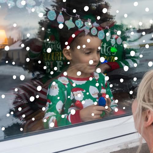 Christmas 120pcs Snowflake Window Film Sticker No Glue Reusable Static Cling,Easy Removable Snowy Display Window Kidsroom Home Decor-14.37x23.82in