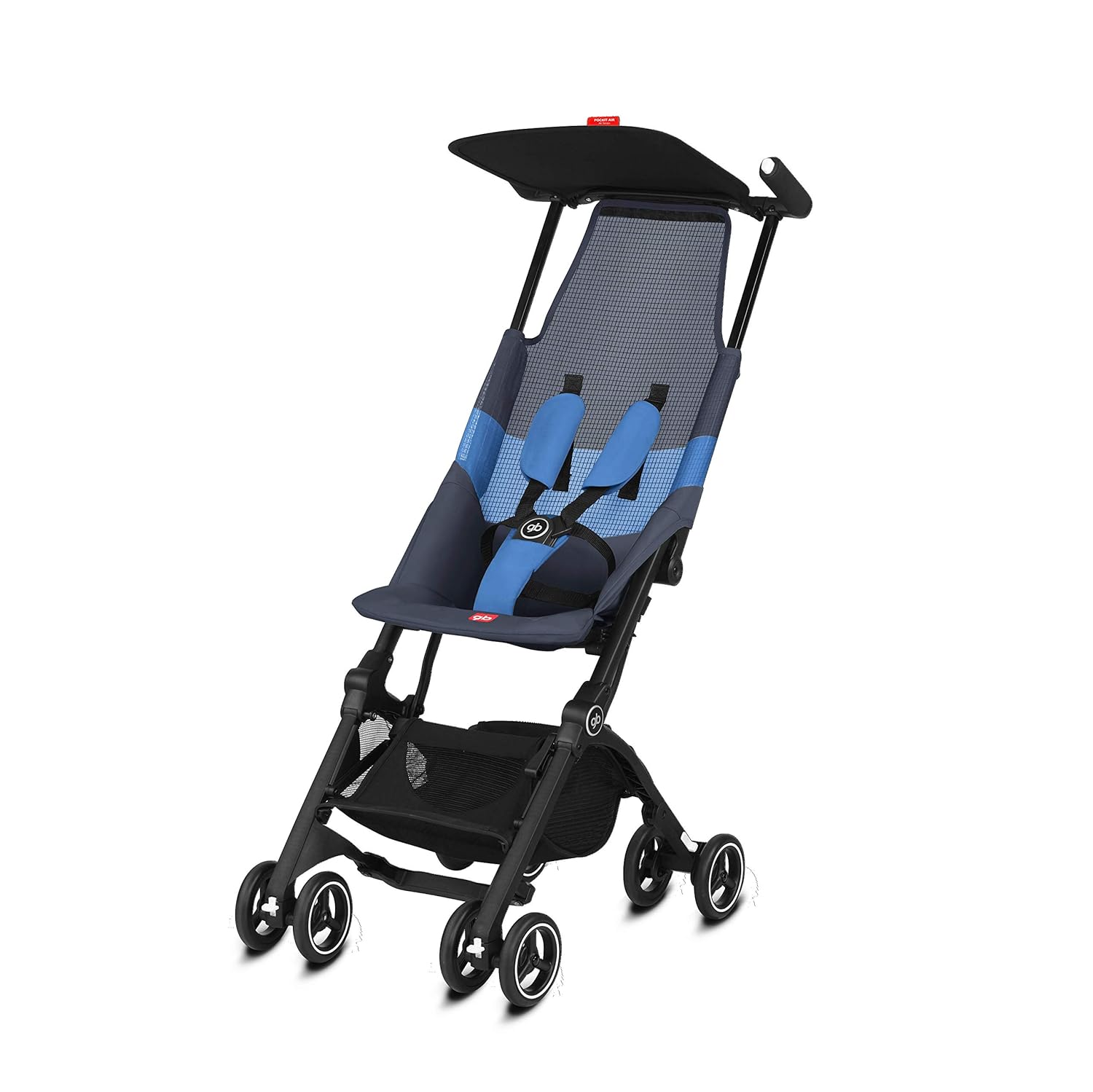 gb Pockit+ All-Terrain, Ultra Compact Lightweight Travel Stroller with Canopy and Reclining Seat in Velvet Black